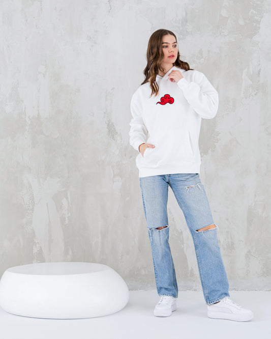 Red Cloud White Hoodie - Cleverbrowns