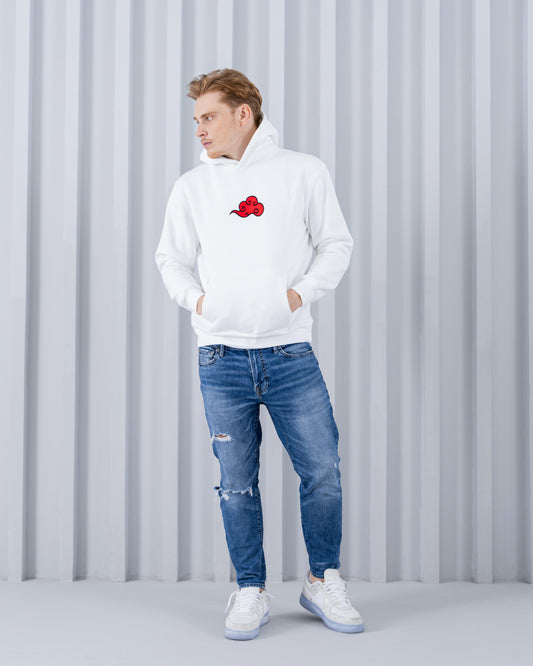 Naruto Akatsuki cloud hoodie wearing a male model