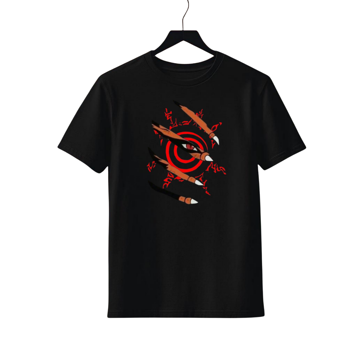 Slayer anime black t-shirt featuring claw scratch design with red target and eye graphic