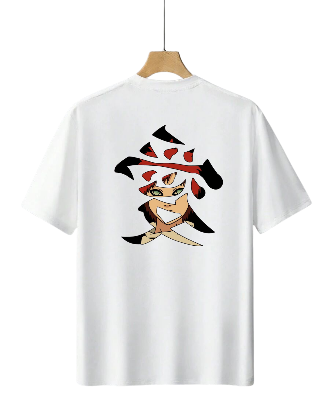 White T-shirt with anime character design and Japanese kanji on back, featuring Scott TenNobi