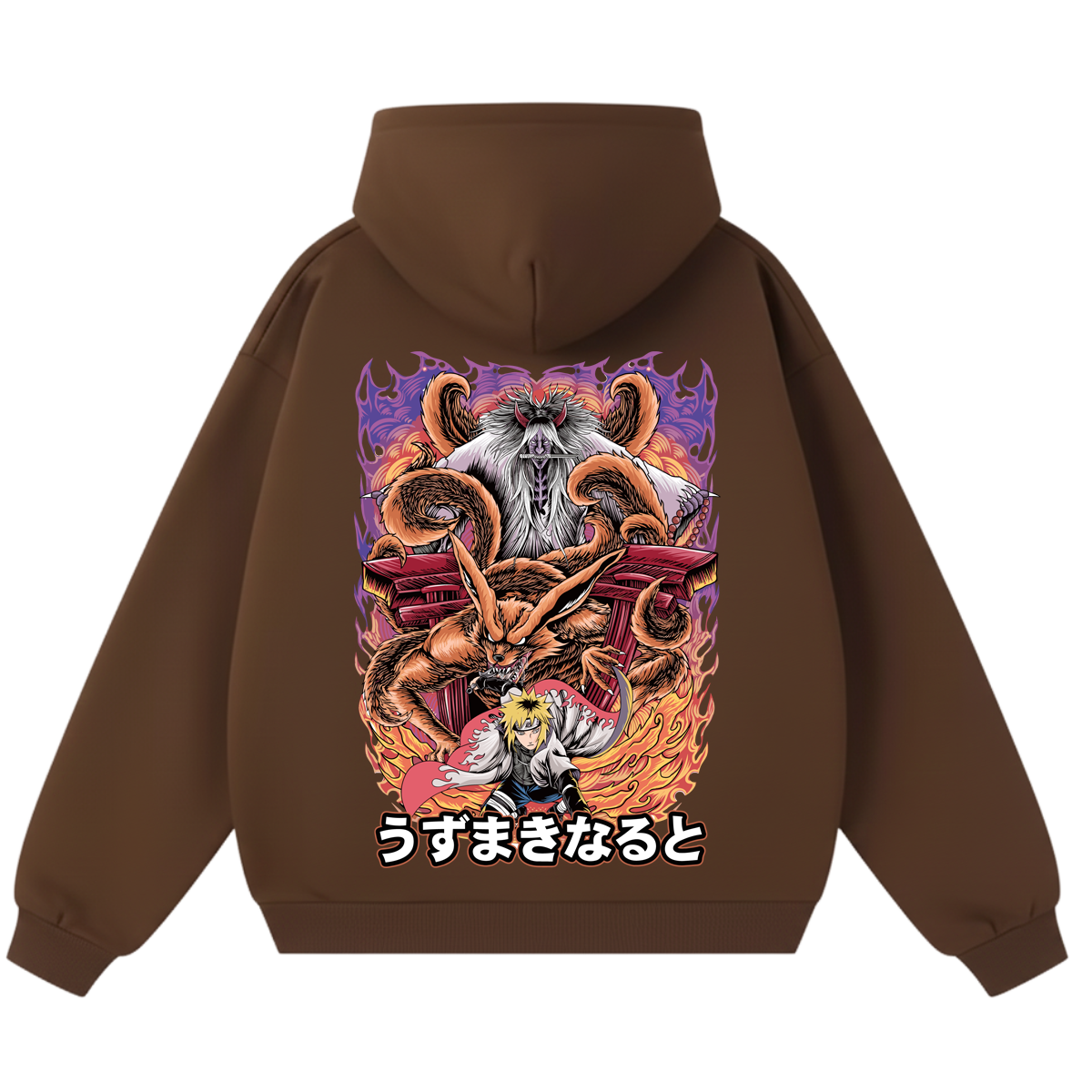 Minato Namikaze Kurama Nine-Tails Fire Anime Hoodie