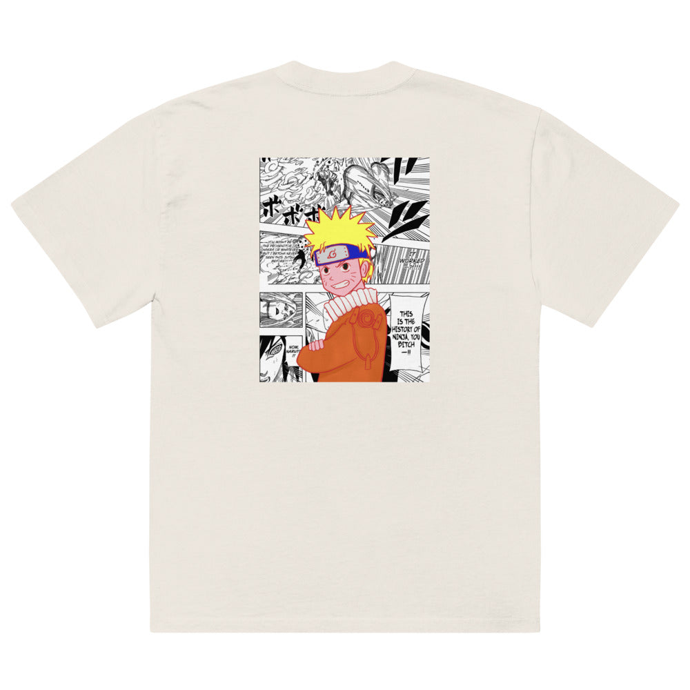 Naruto Manga Panel T-Shirt – Beige Oversized Anime Tee - Cleverbrowns
