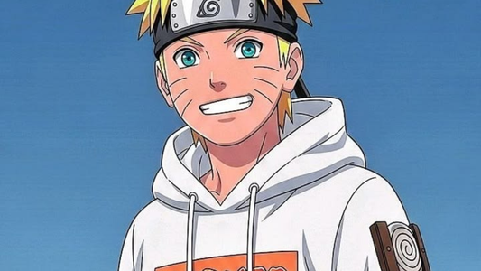 Naruto Uzumaki wearing a white hoodie — Naruto anime merch by Cleverbrowns