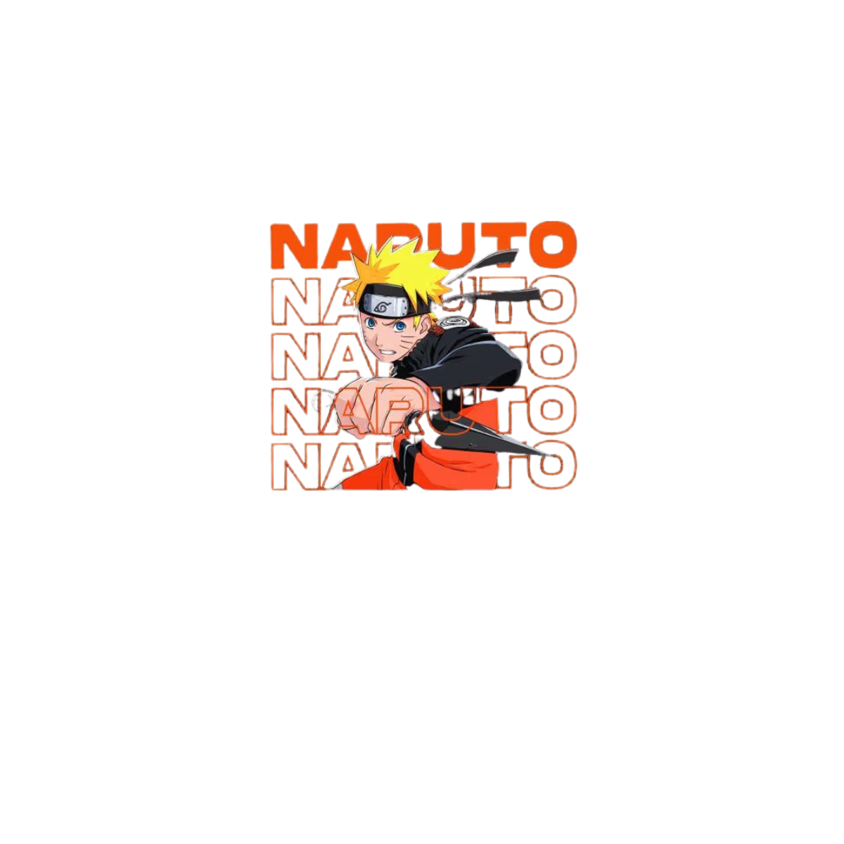 Naruto character with 'Naruto' text on a white background
