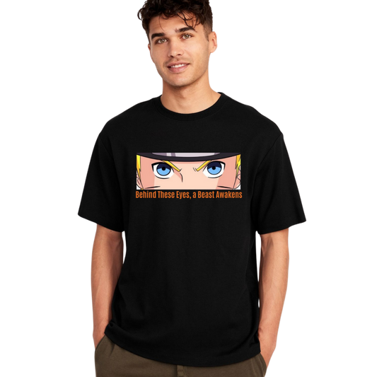 Naruto Kurama Graphic Tee - Black Oversized T-Shirt