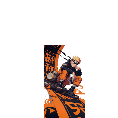 Naruto Uzumaki  design with orange and black colors on a white background