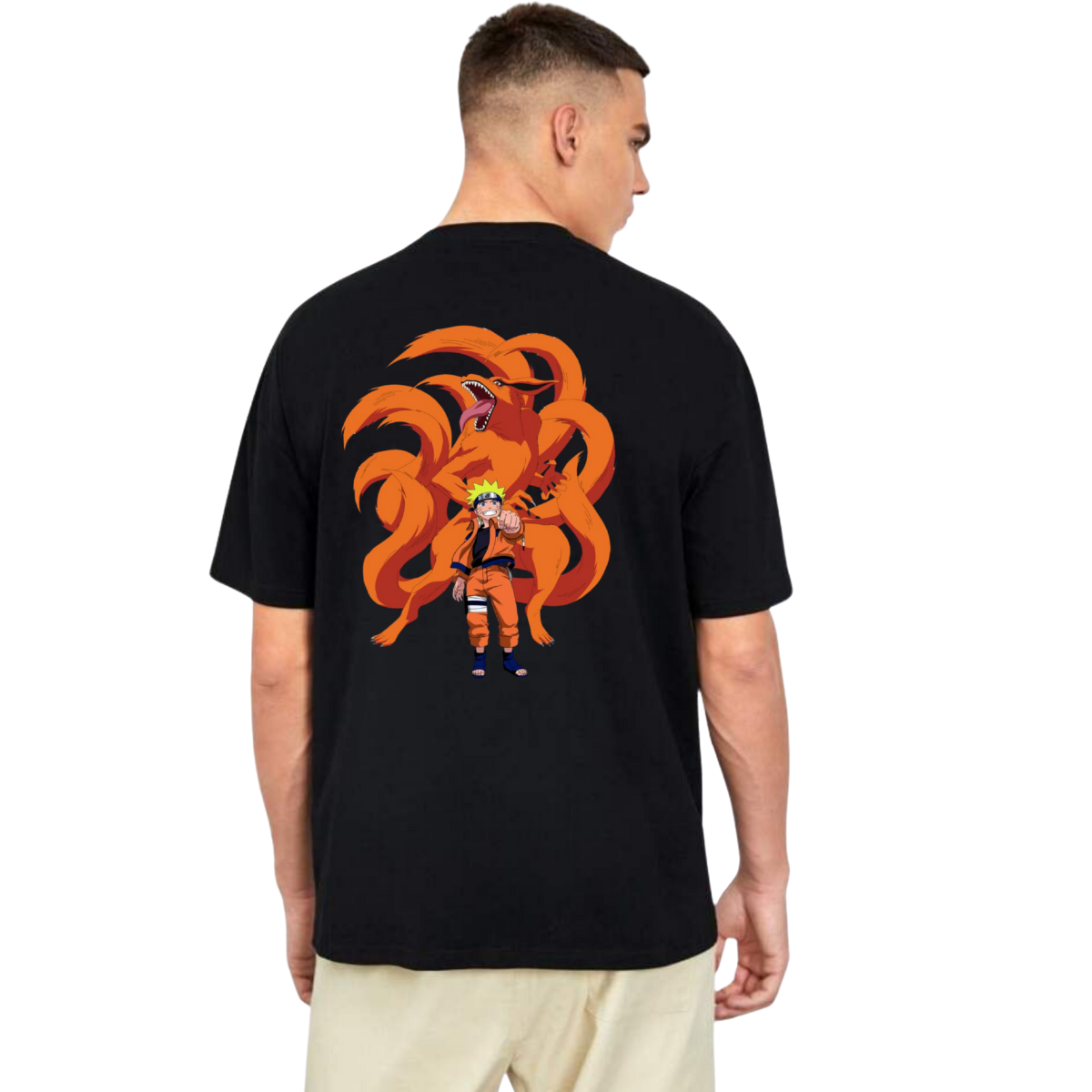 Naruto Kurama Graphic Tee - Black Oversized T-Shirt