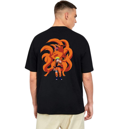 Naruto Kurama Graphic Tee - Black Oversized T-Shirt