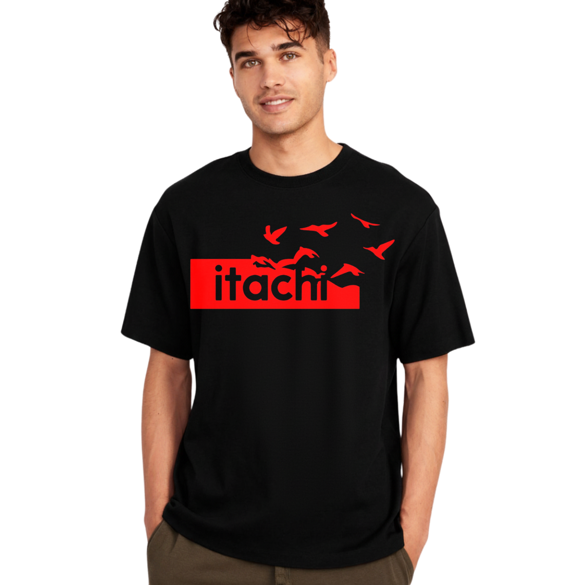 Itachi Uchicha T-Shirt Black & White Crows Graphic Tee