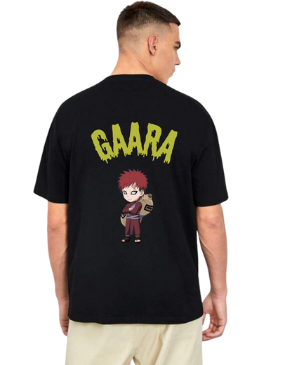 Person wearing a Gaara black t-shirt with 'GAARA' and a character on the back