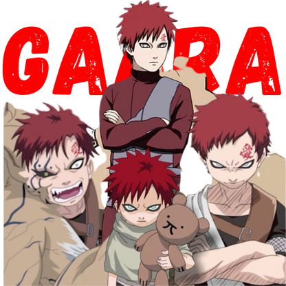 Illustration of a character with red hair and various expressions, with 'GAARA' text above.