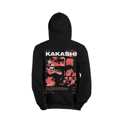 Black hoodie with 'Kakashi' design on a white background