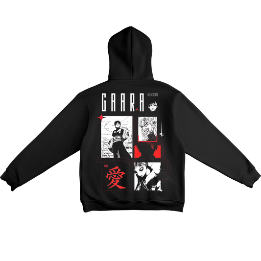 Gaara Black hoodie with 'Gaara' graphic design on the back against a white background