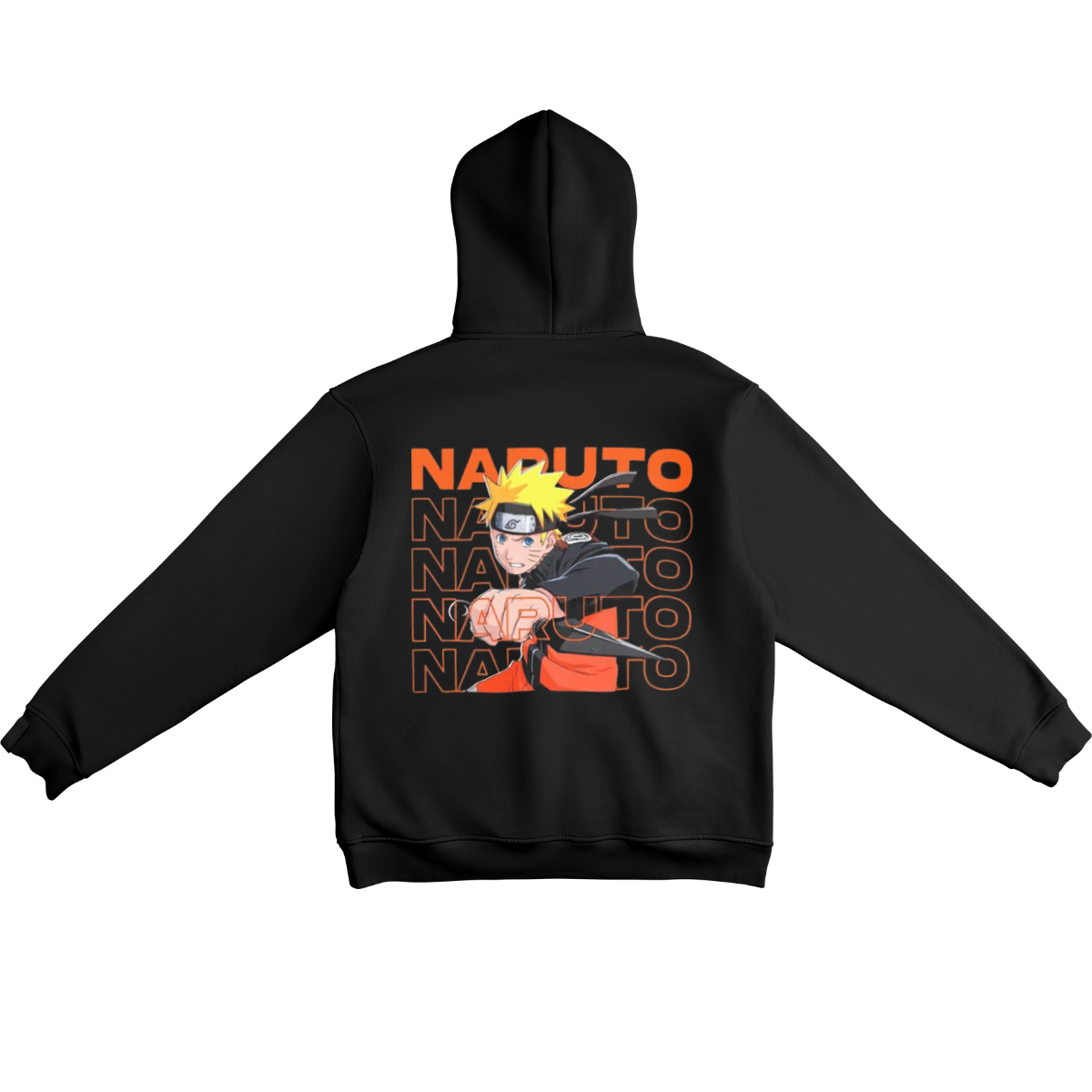 Naruto Uzumaki  Black hoodie with 'Naruto' character and text on the back