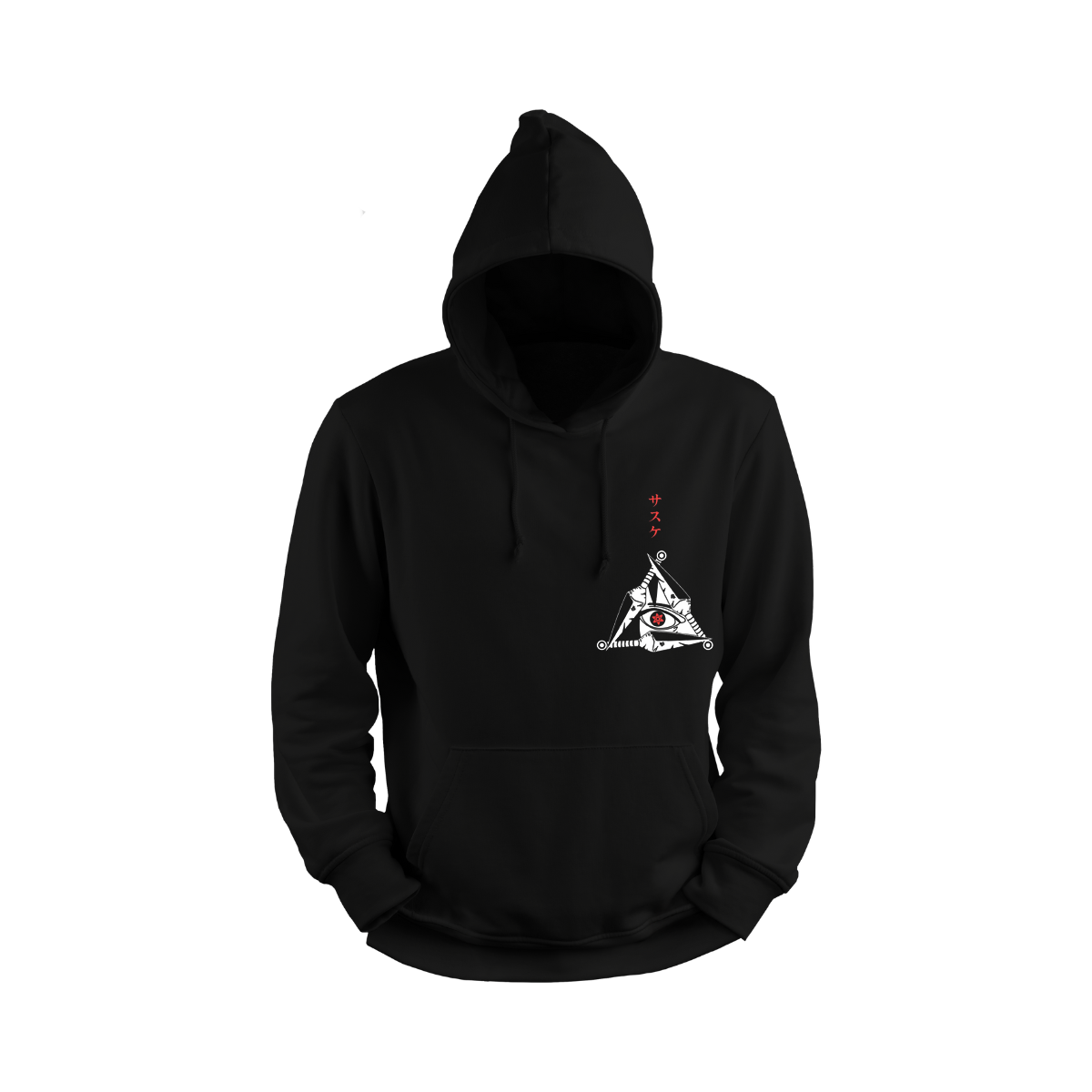 Itachi Uchicha Black hoodie with a white triangle design