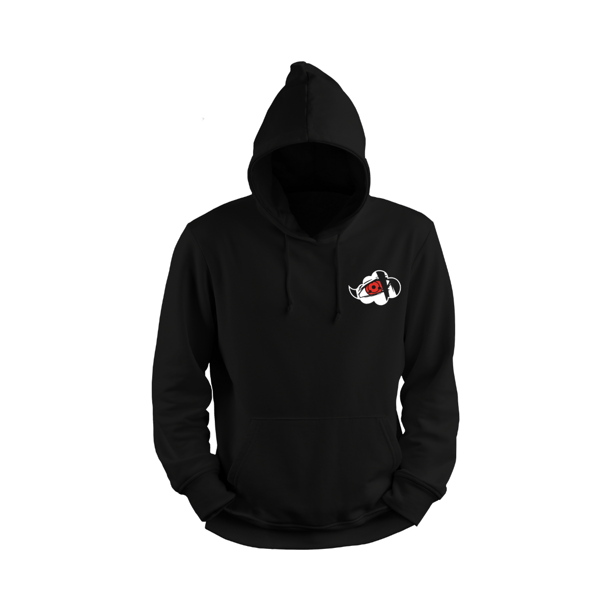Itachi Uchicha  Black hoodie with a small logo on the chest