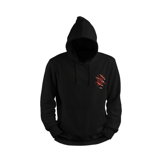 Naruto Uzumaki Black hoodie with a red and white logo on the chest