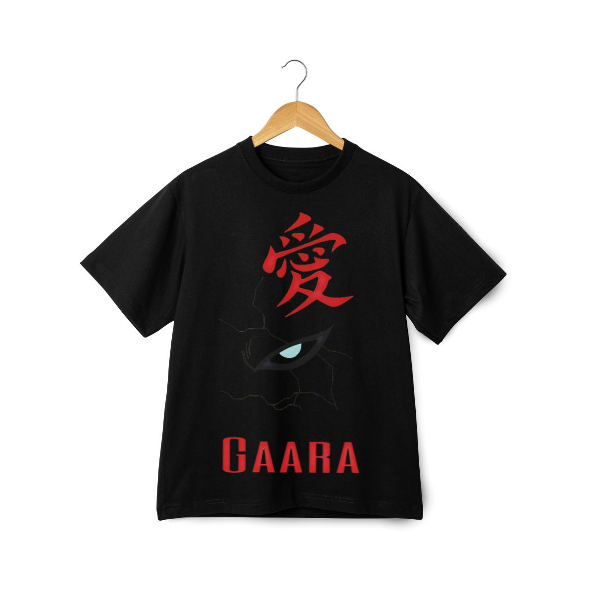 Gaara Black t-shirt with red character and text