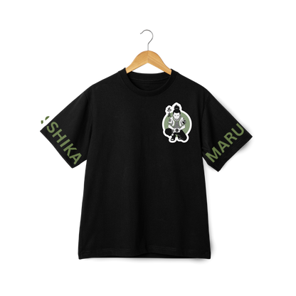 Shikamaru Naru  Black t-shirt with green text and graphic