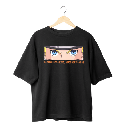 Black Naruto t-shirt withNaruto  graphic and text on a Black background