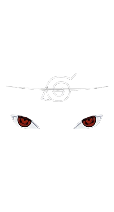 Itachi Uchicha  Eyes with red irises and white sclera on a white background