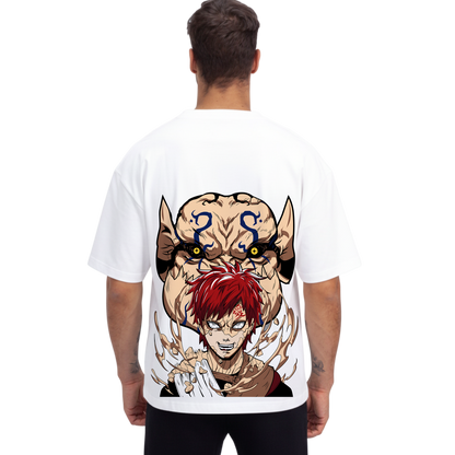 Person wearing a Gaara t-shirt with a graphic design on the back