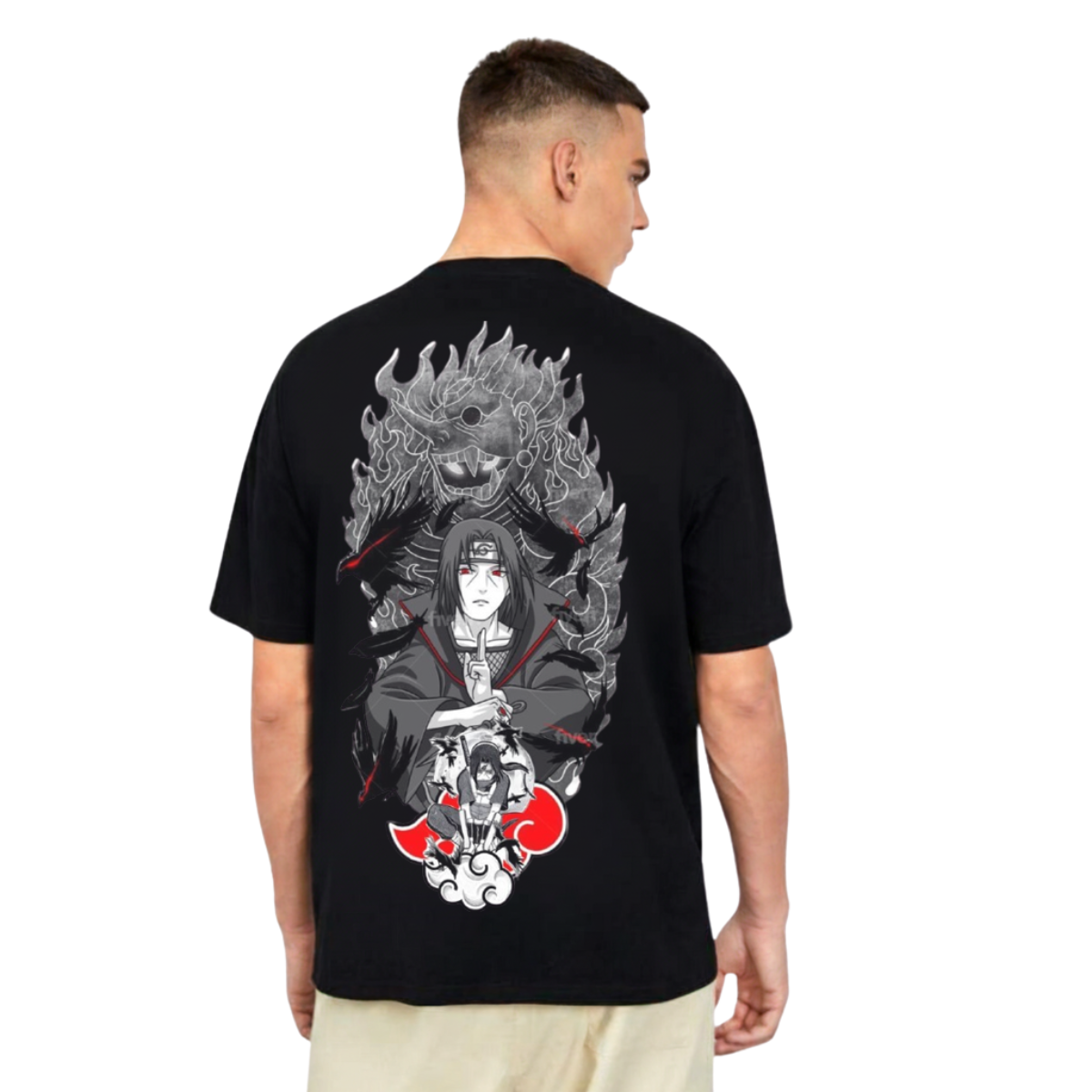 Itachi Uchiha T-Shirt - Black & White Dragon Graphic Tee