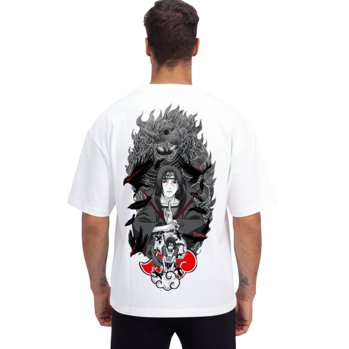 Itachi Uchiha T-Shirt - Black & White Dragon Graphic Tee
