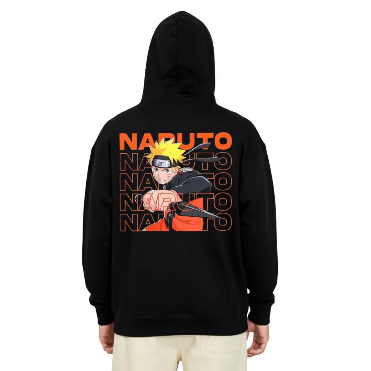 Naruto Uzumaki Black & White Graphic Hoodie