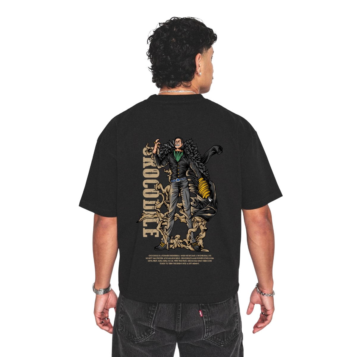 SirCrocodileT-Shirt featuring black graphic tee with cartoon character and text design on back