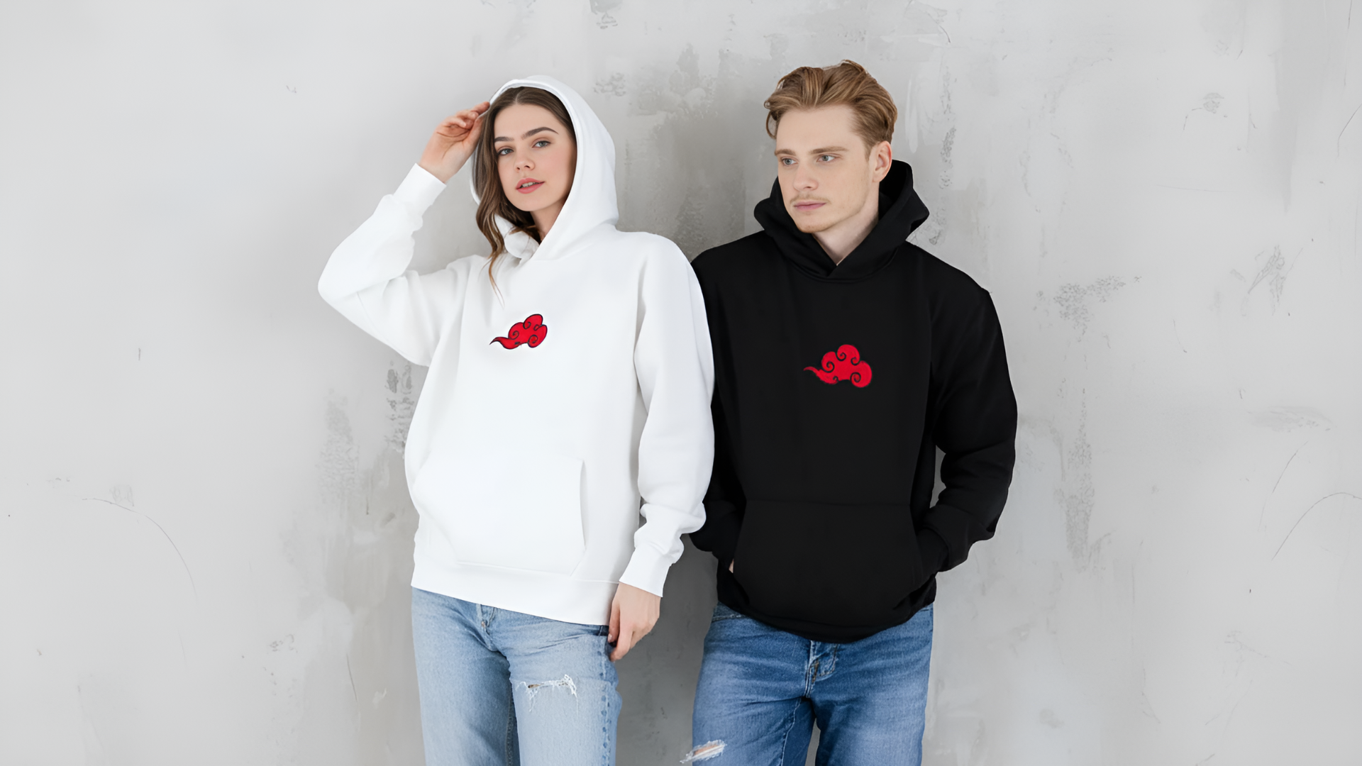 Akatsuki Red Cloud Hoodie in black and white — Naruto merch by Cleverbrowns