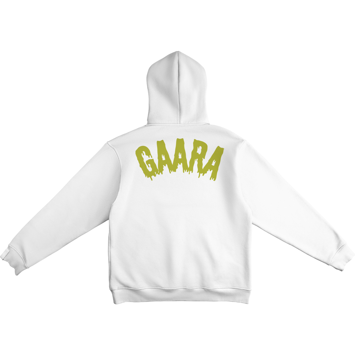 White hoodie with 'GAARA' printed on the back against a white background