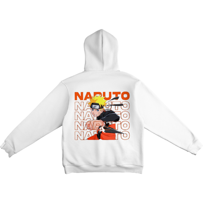 Naruto Uzumaki White hoodie with 'Naruto' character design on a white background