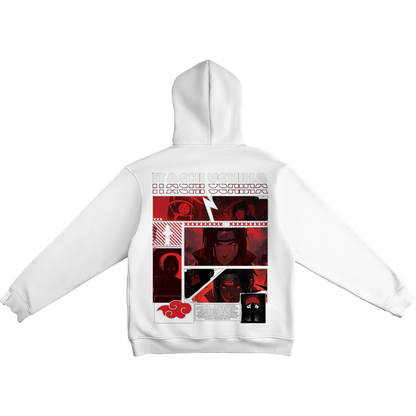 Itachi Uchicha White hoodie with red and black graphic design