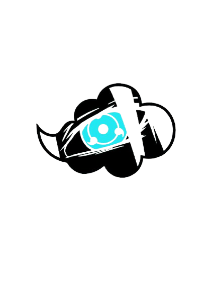 Itachi Uchicha eyes in blue inside his logo