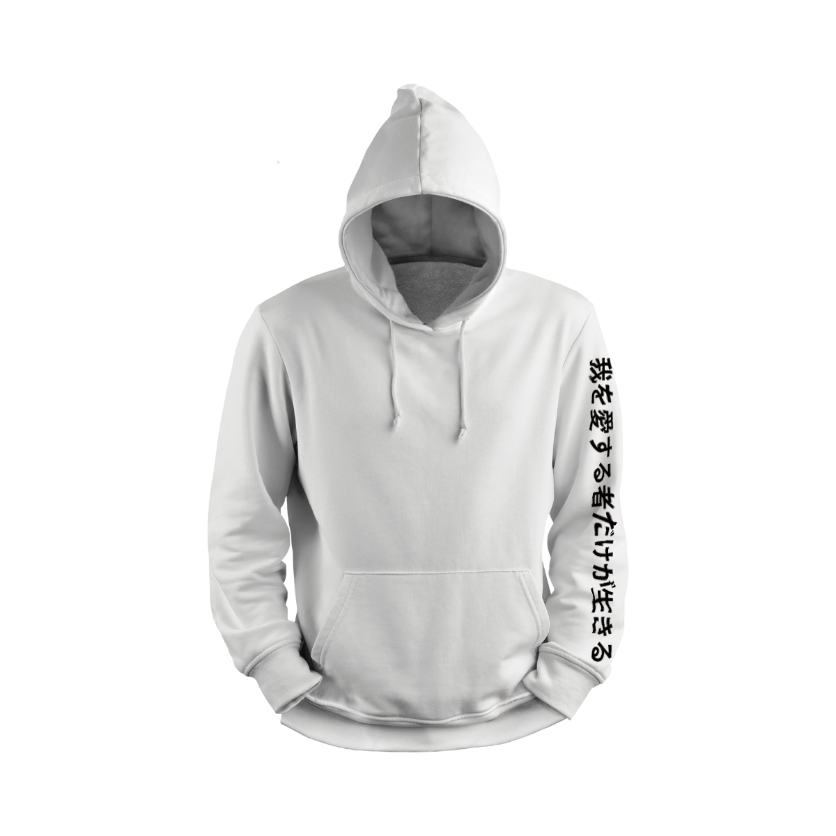 Gaara White hoodie with Japanese text on a white background