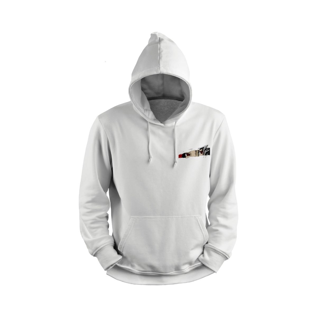 Itachi Uchicha  White hoodie with a small logo on the chest