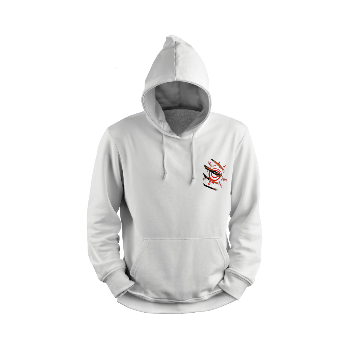Naruto Uzumaki  White hoodie with a logo on the chest 