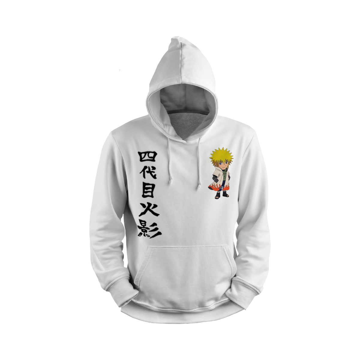 Minato White hoodie with Minato and Japanese text on a white background