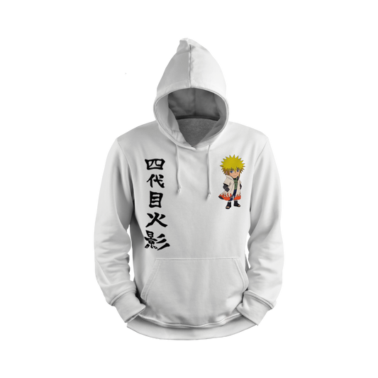 Minato White hoodie with Minato and Japanese text on a white background