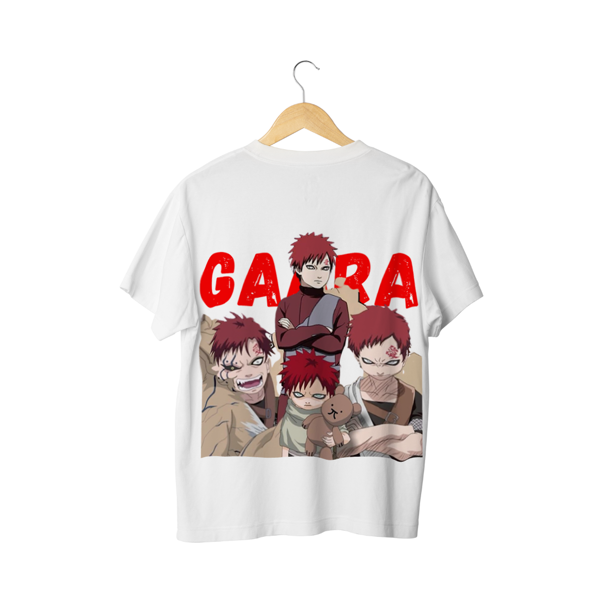 Gaara White t-shirt with anime character design and 'Gaara' text on a white background