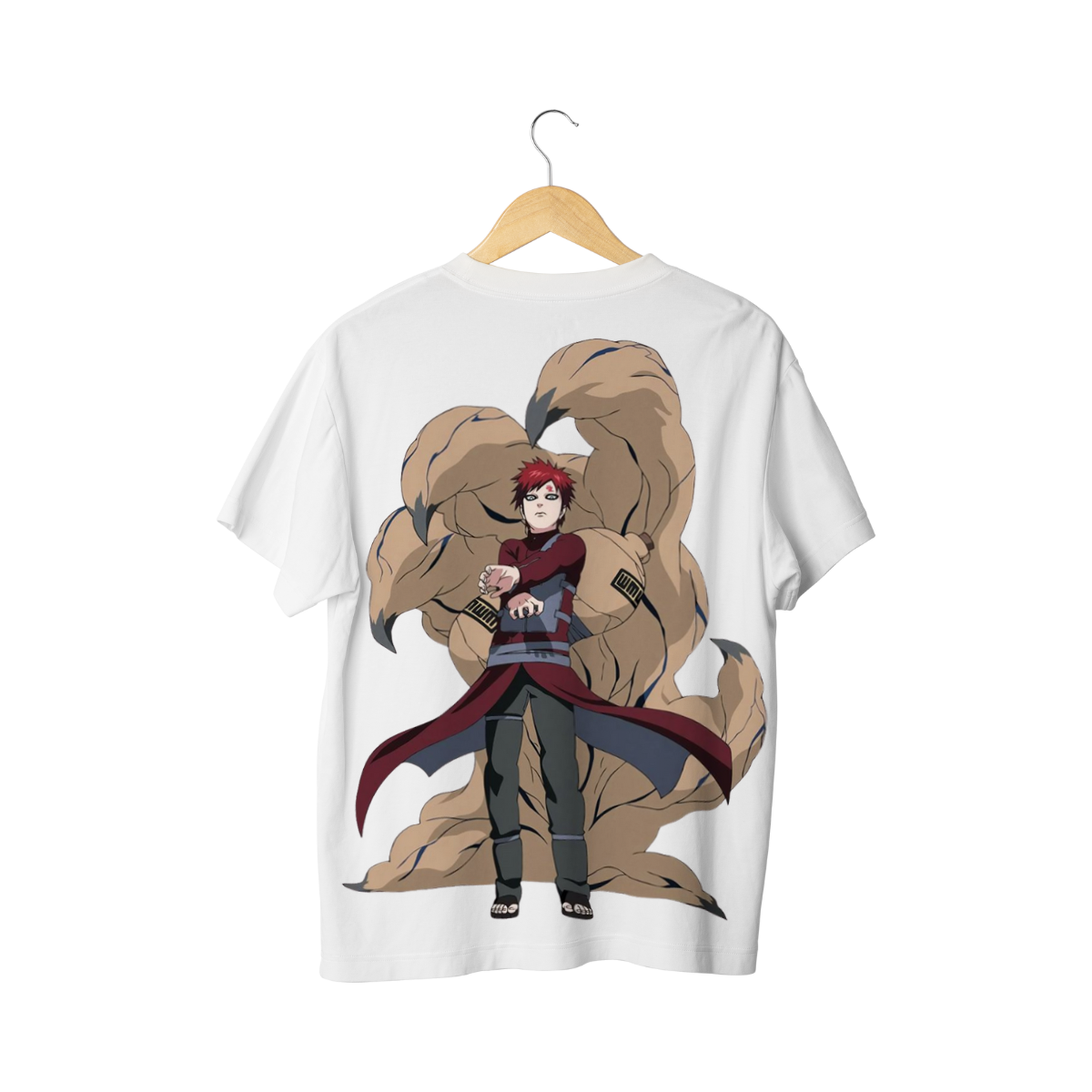Gaara White t-shirt with an Gaara and large Creature