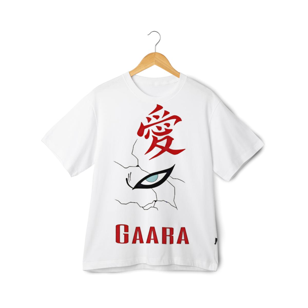 Gaara White t-shirt with red and black graphics