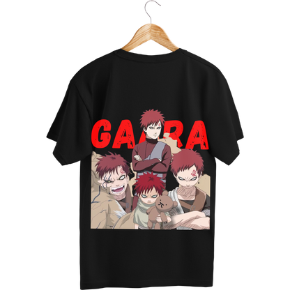 Gaara Black t-shirt with anime character graphic and 'GAARA' text on a hanger
