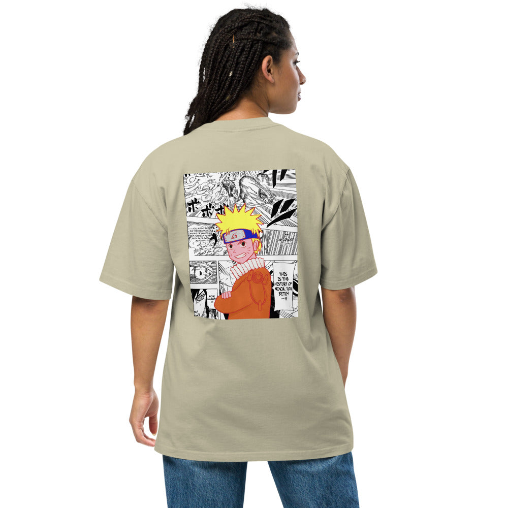 Naruto Manga Panel T-Shirt – Eucalyptus Green Oversized Anime Tee - Cleverbrowns 