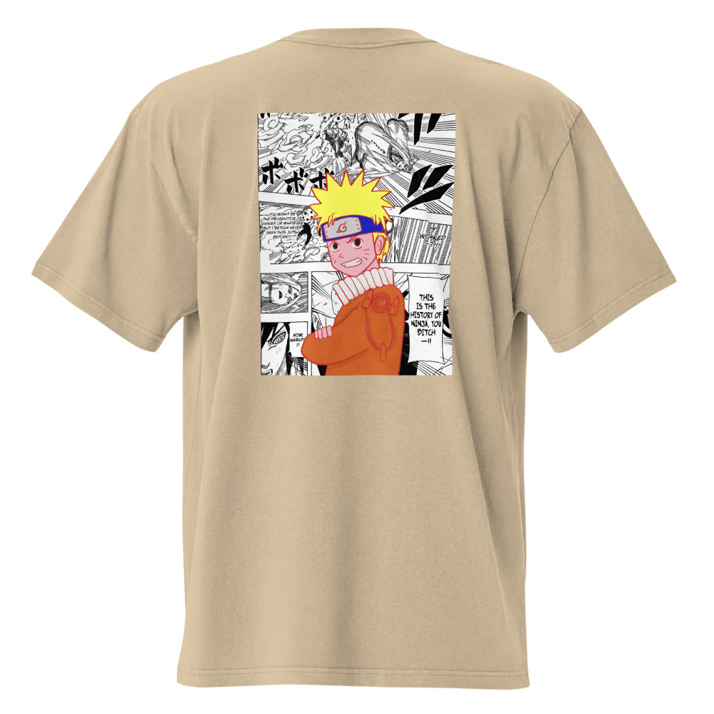 Naruto Oversized T-Shirt – Khaki Anime Manga Graphic Tee - Cleverbrowns 